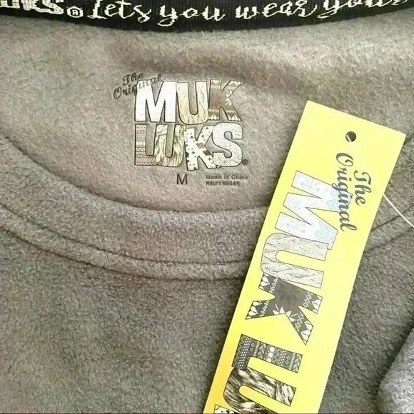 NWT MukLuk Gray Floral Tie Front Waist Fleece Sweatshirt Size M - Picture 9 of 10